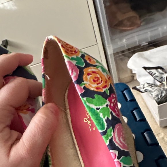 Lilly Pulitzer Floral Wedges - Pink, Green, Gold - Picture 2 of 7